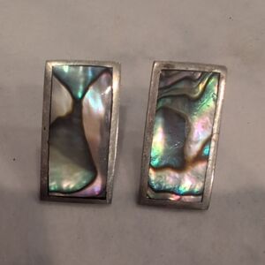 Alpaca Mexico Abalone Earrings 1.5" Long